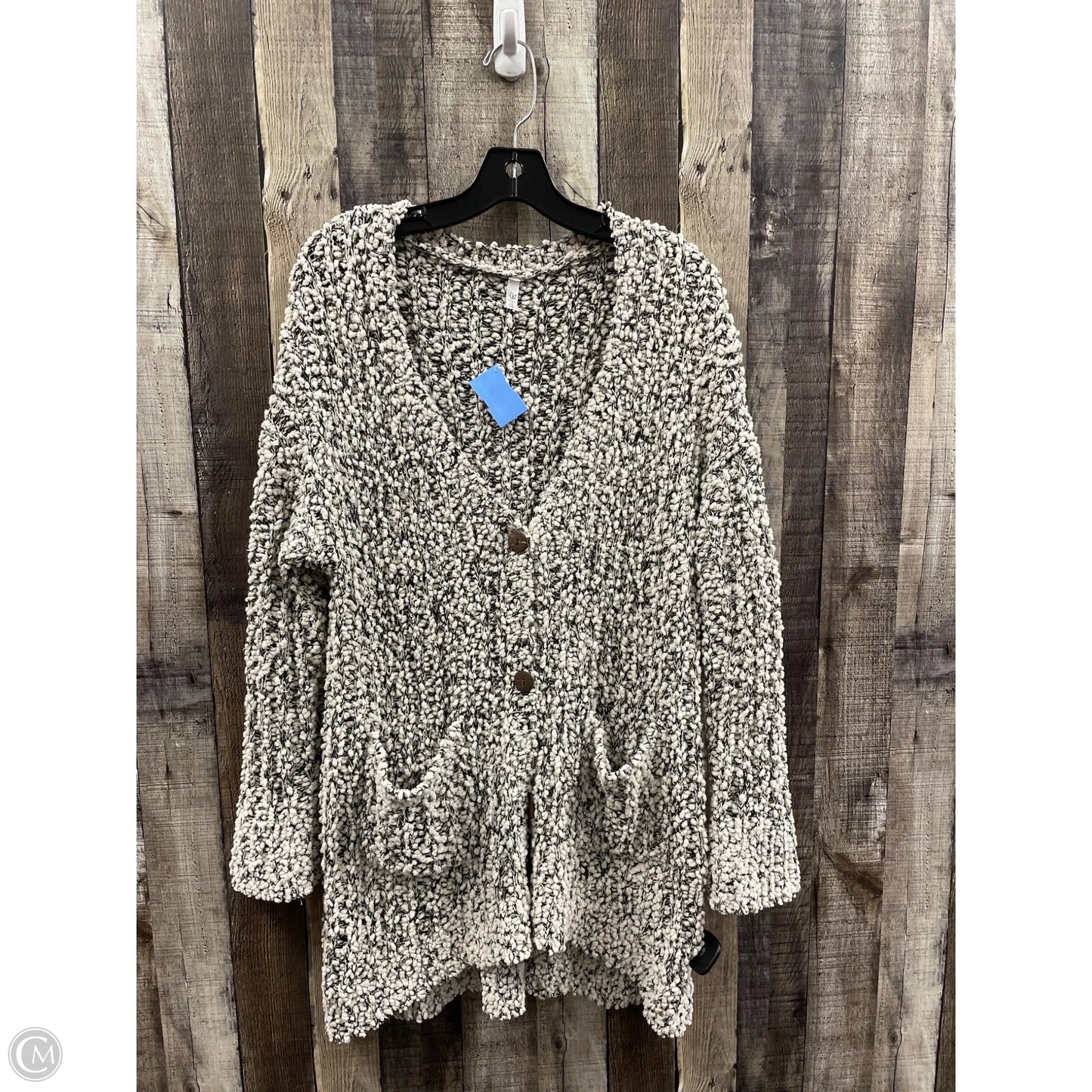 Sweater Cardigan By Cme In Black & Cream, Size: L