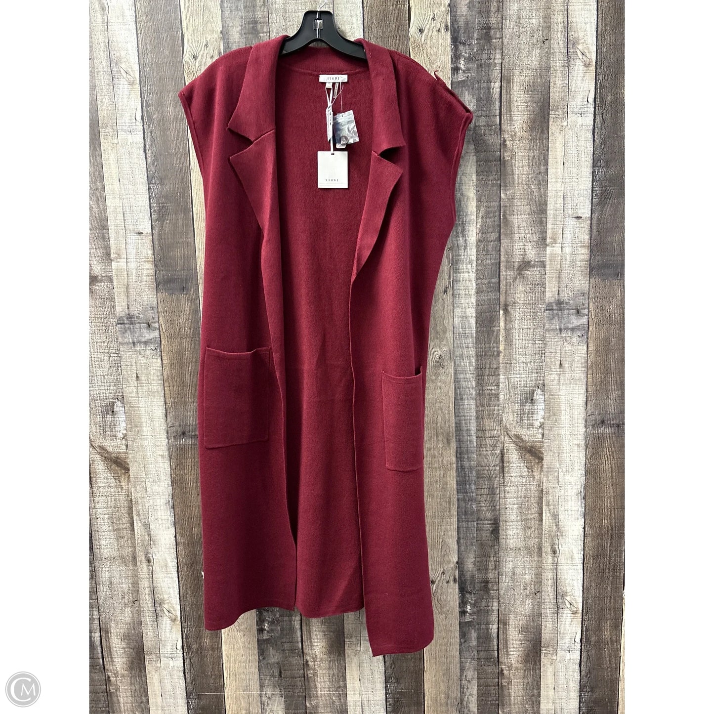 Vest Sweater By Sioni In Maroon, Size: Xl