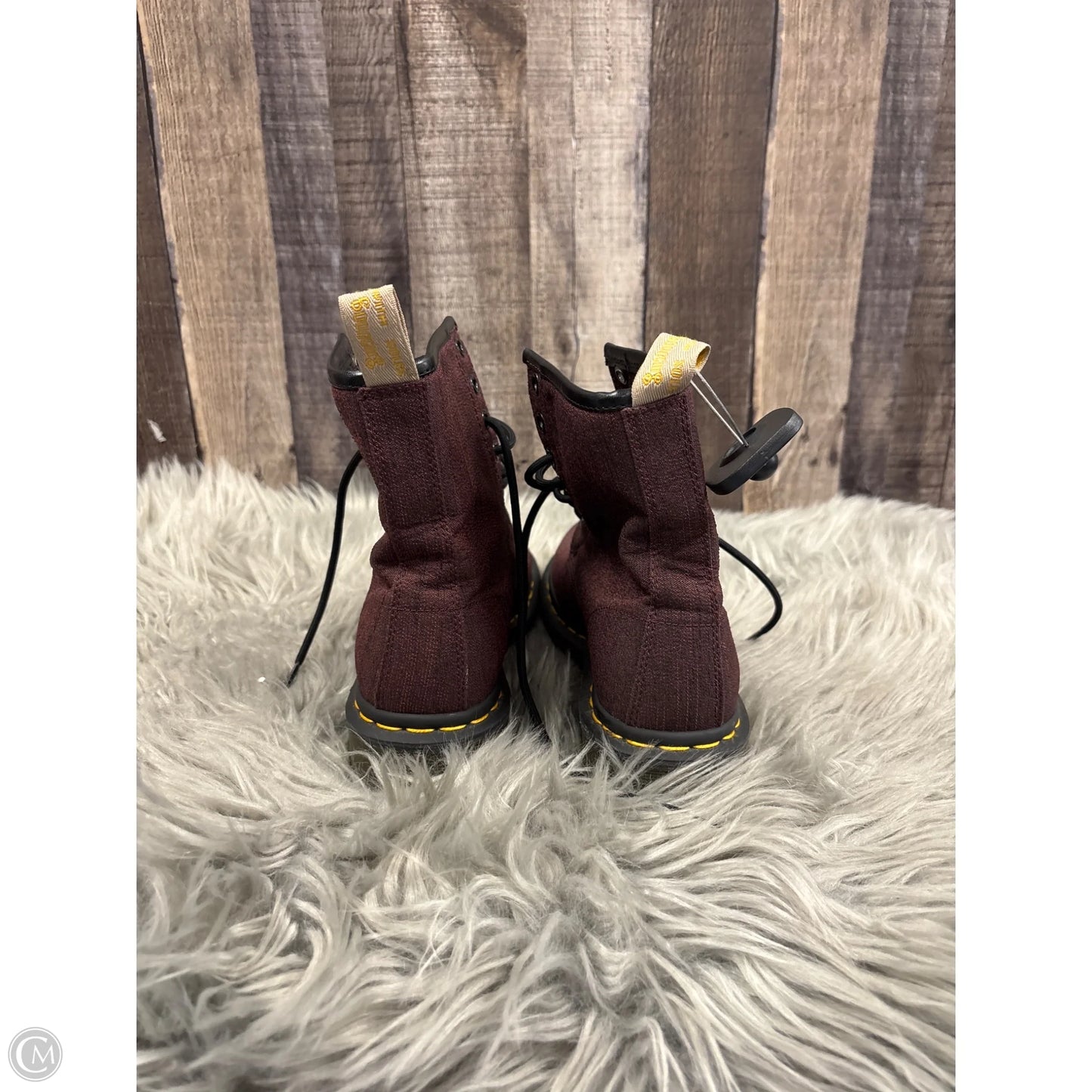 Boots Combat By Dr Martens In Maroon, Size: 6