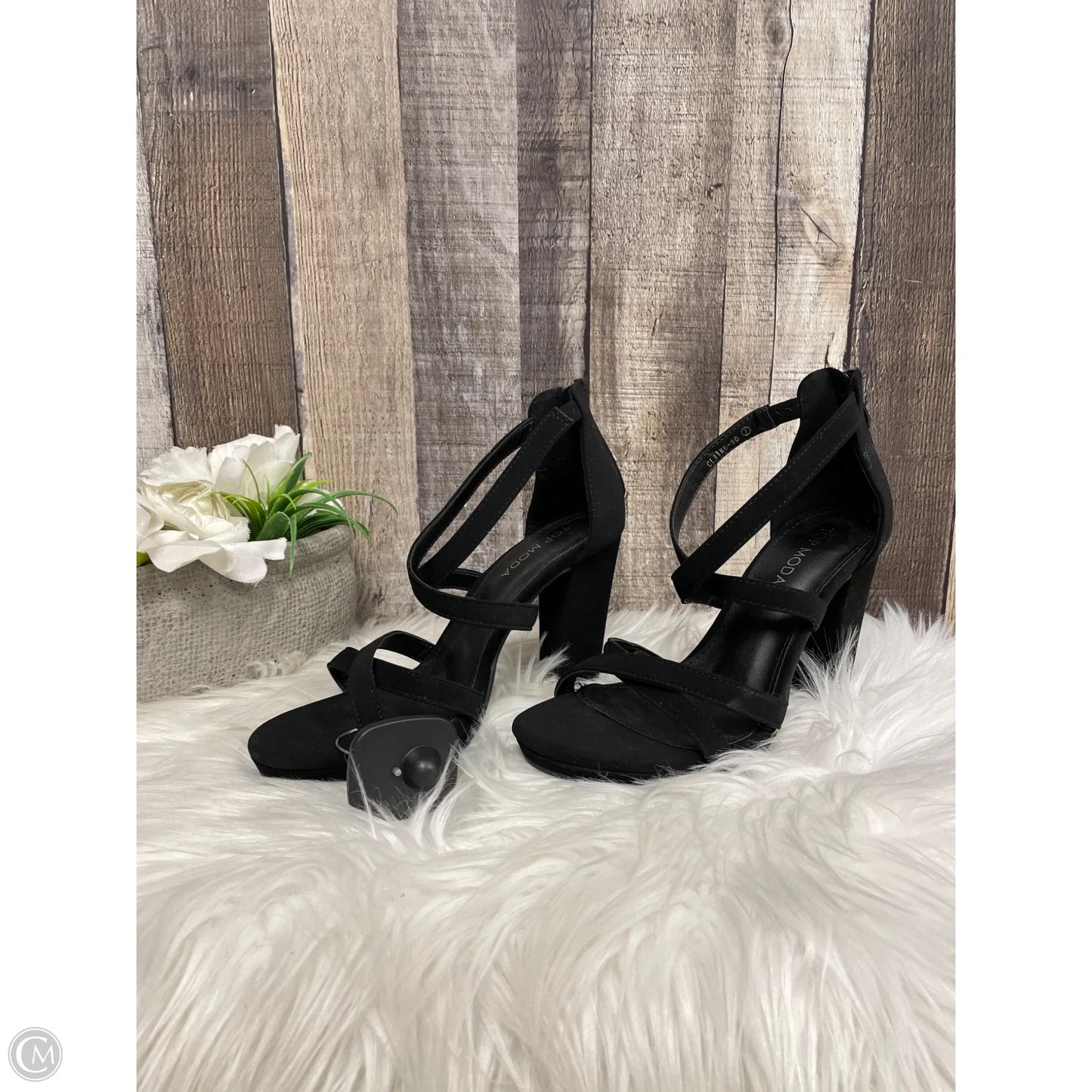 Shoes Heels Block By Top Moda In Black, Size: 7