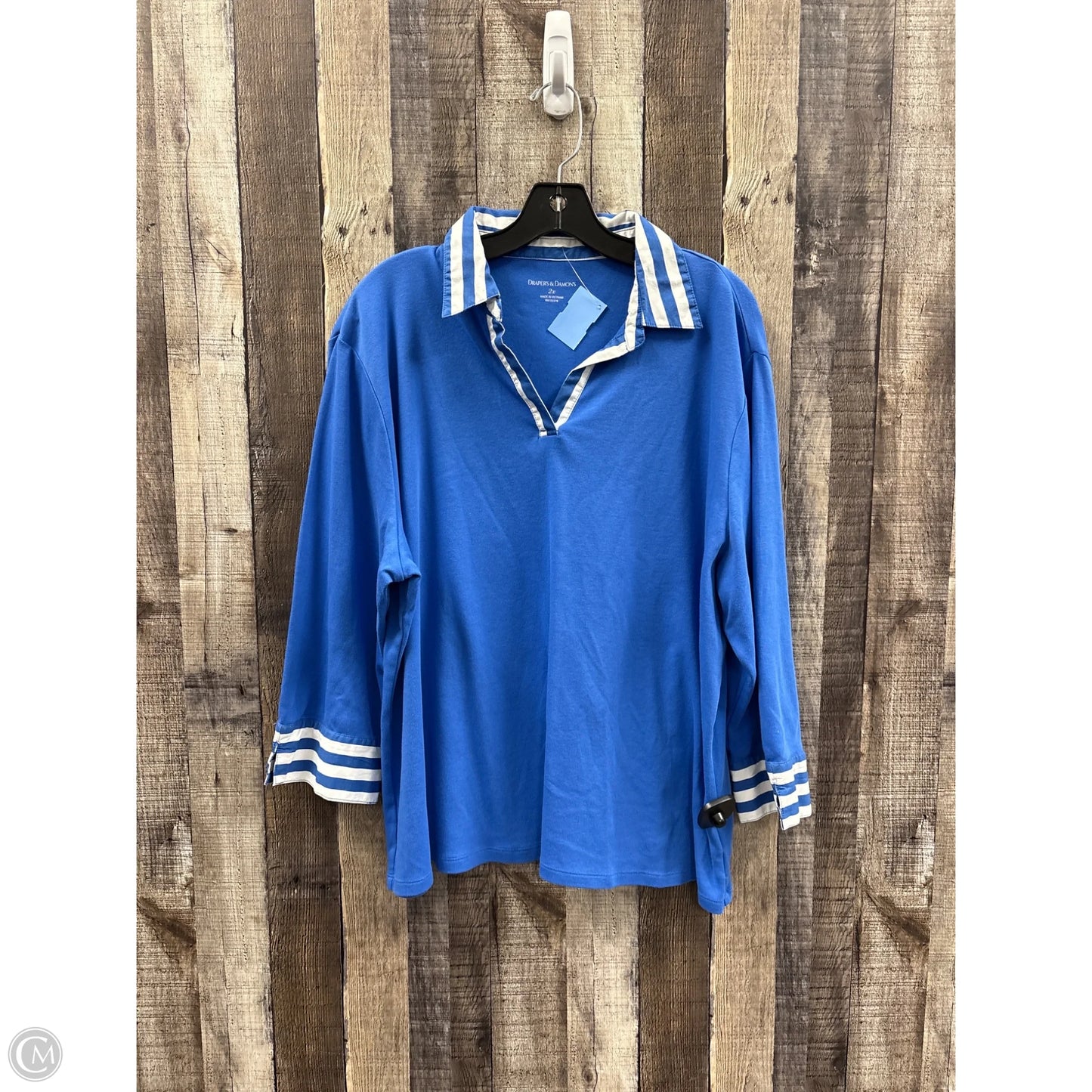 Top Long Sleeve By Cme In Blue, Size: 2x