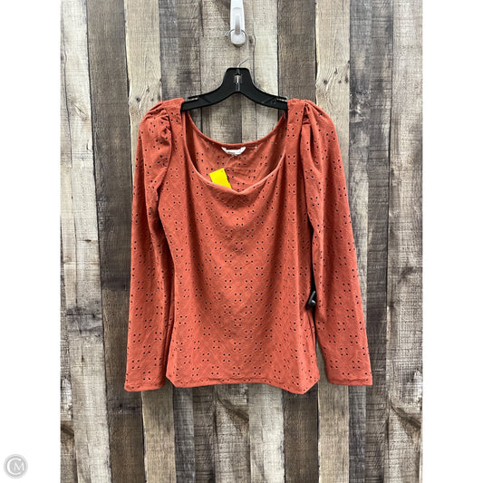 Top Long Sleeve By Cme In Brown, Size: M