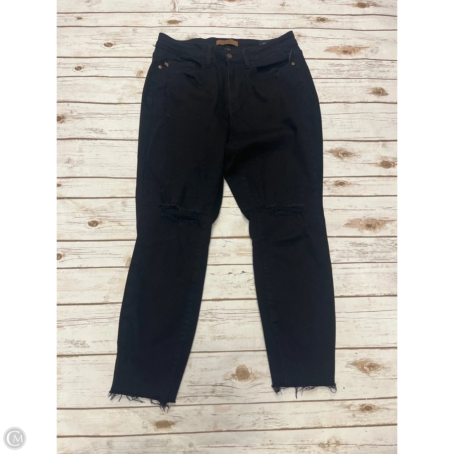 Jeans Straight By Judy Blue In Black Denim, Size: 14