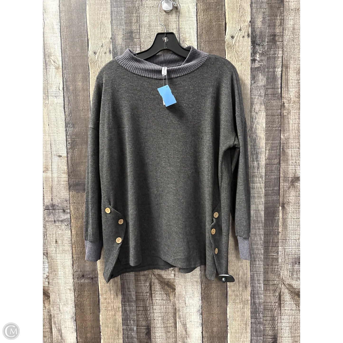 Top Long Sleeve By Emerald In Grey, Size: Xl