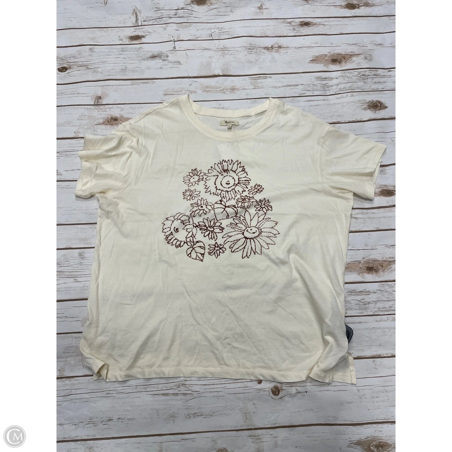 Top Short Sleeve By Madewell In Tan, Size: L