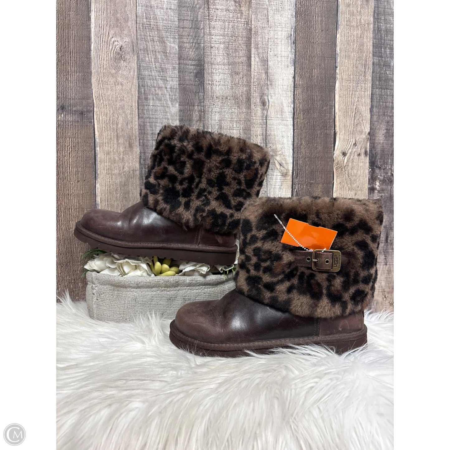 Boots Designer By Ugg In Brown, Size: 5