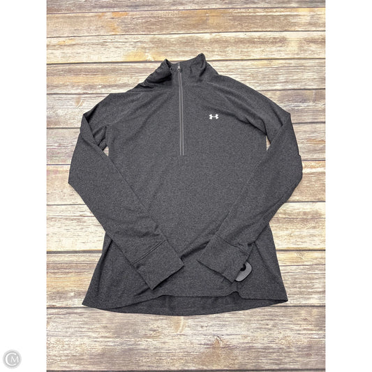 Athletic Top Long Sleeve Collar By Under Armour In Grey, Size: S