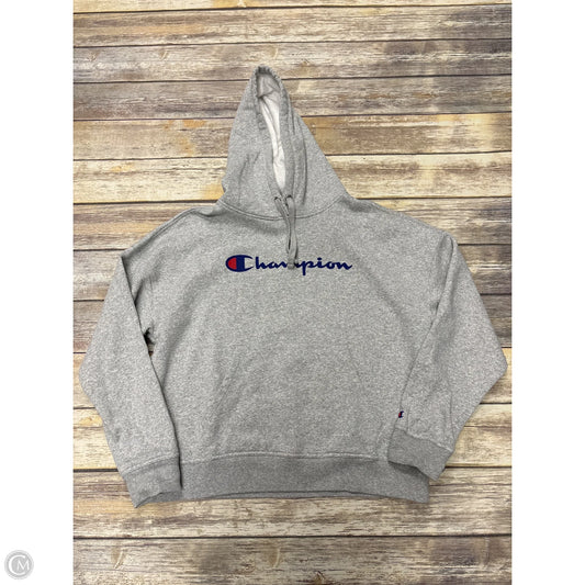 Sweatshirt Hoodie By Champion In Grey, Size: L