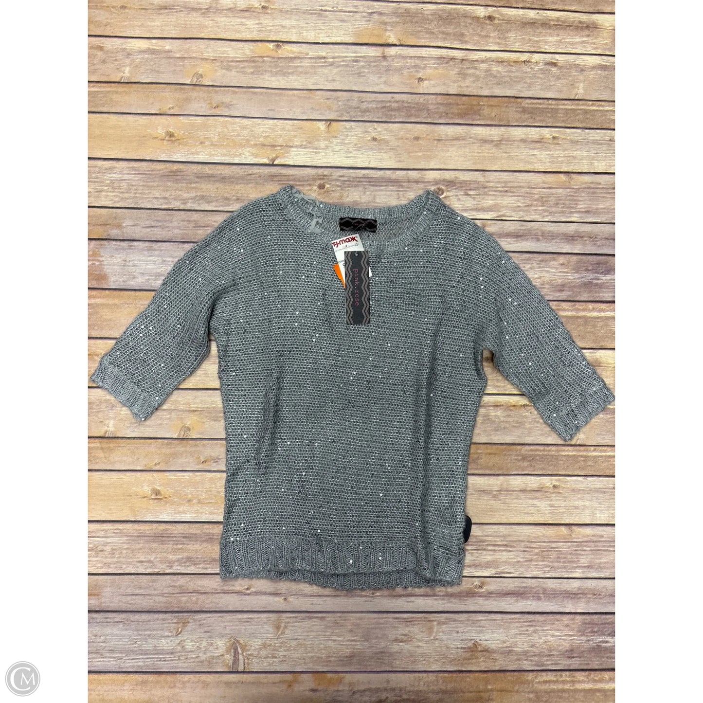Sweater Short Sleeve By Pink Rose In Grey, Size: S