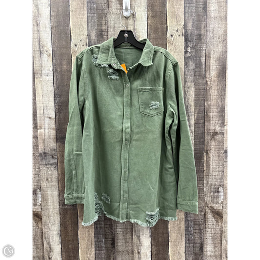 Jacket Denim By Cme In Green Denim, Size: Xl