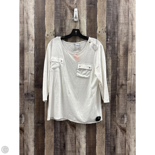 Top Long Sleeve By Chicos In White, Size: L