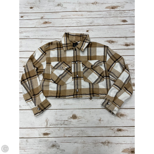 Jacket Shirt By Love Tree In Checkered Pattern, Size: M