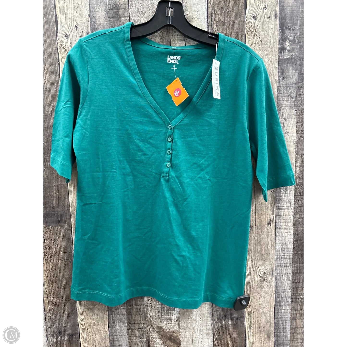 Top 3/4 Sleeve By Lands End In Green, Size: S