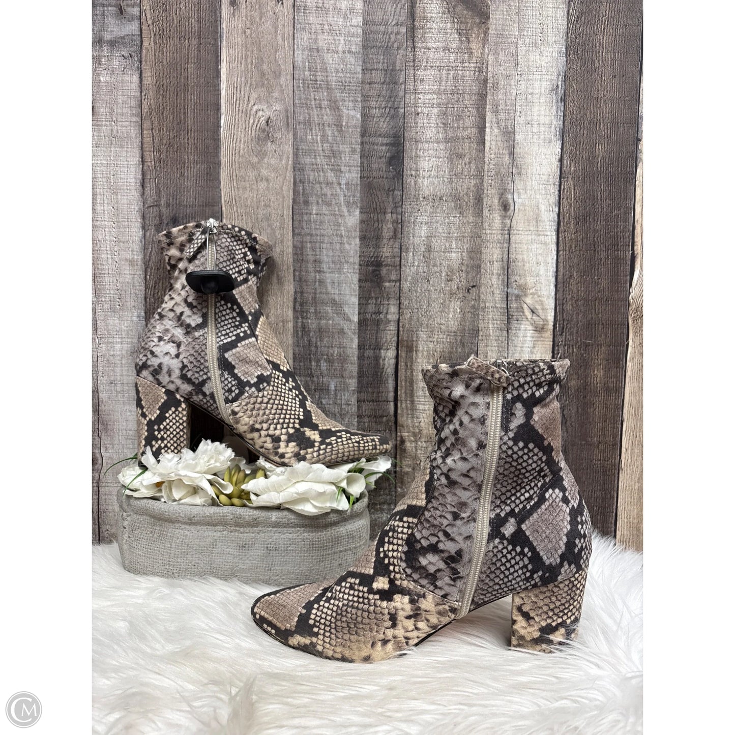 Boots Ankle Heels By Steve Madden In Snakeskin Print, Size: 10