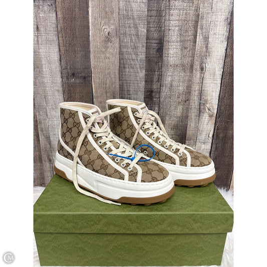 Shoes Luxury Designer By Gucci In Brown, Size: 7.5