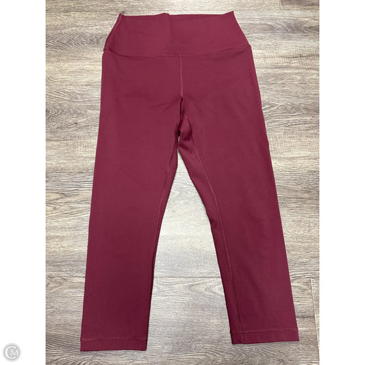 Athletic Leggings By Fabletics In Maroon, Size: L