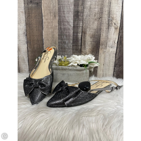 Sandals Flats By Jessica Simpson In Black & Silver, Size: 9.5