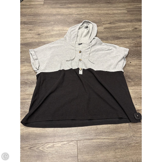 Sweatshirt Hoodie By Bloomchic In Black & Grey, Size: 3x