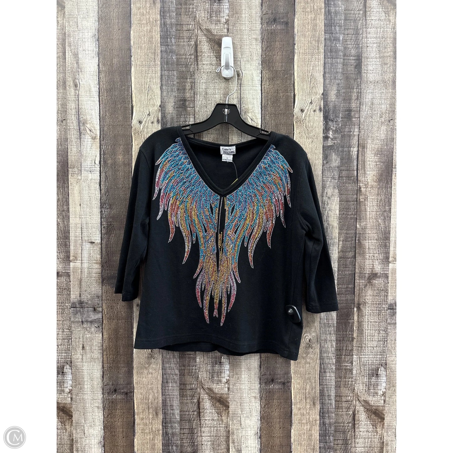 Top 3/4 Sleeve By Cme In Black, Size: M