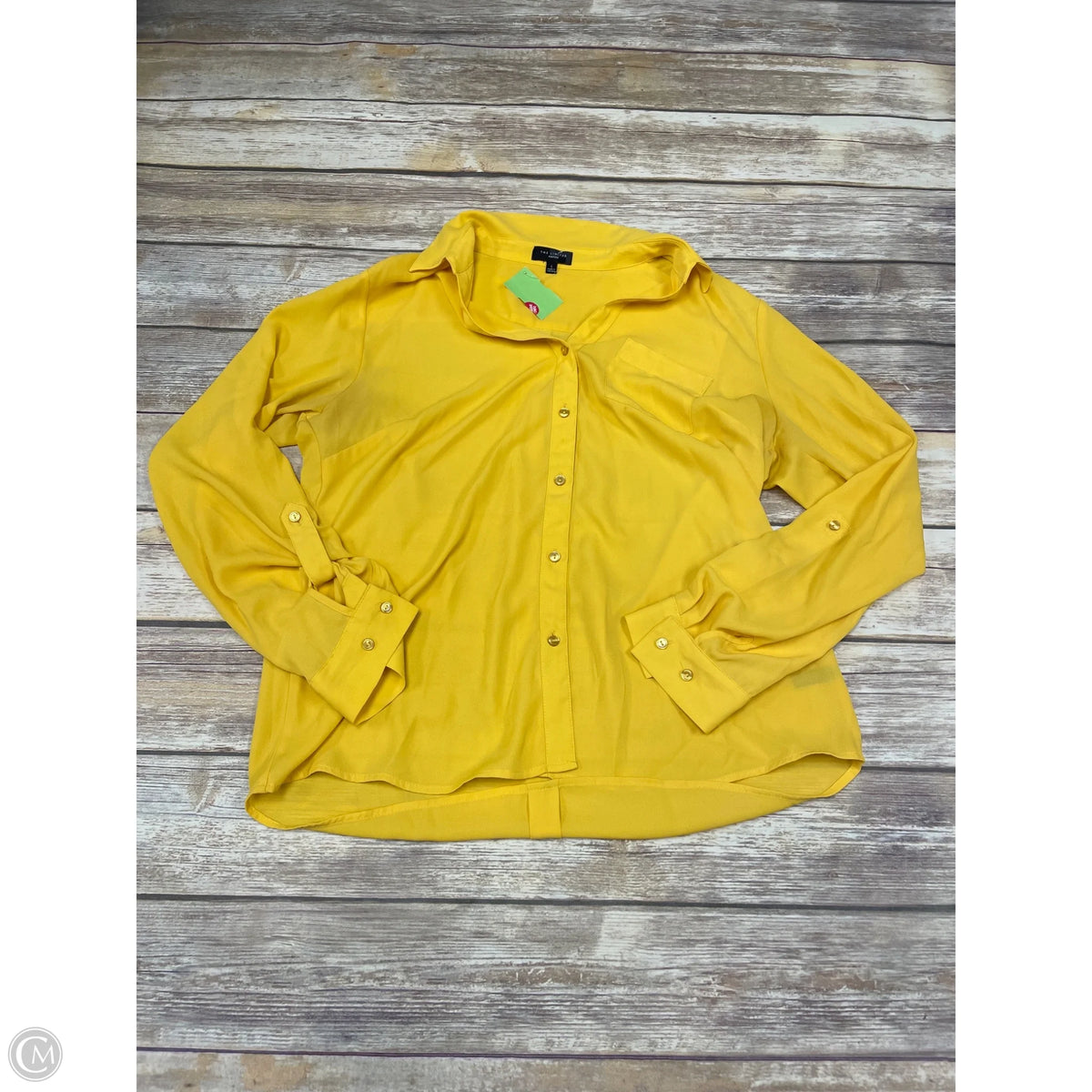 Top Long Sleeve By Cme In Yellow, Size: L