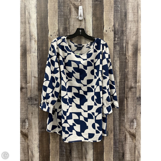 Top Long Sleeve By Bloomchic In Blue & White, Size: 2x