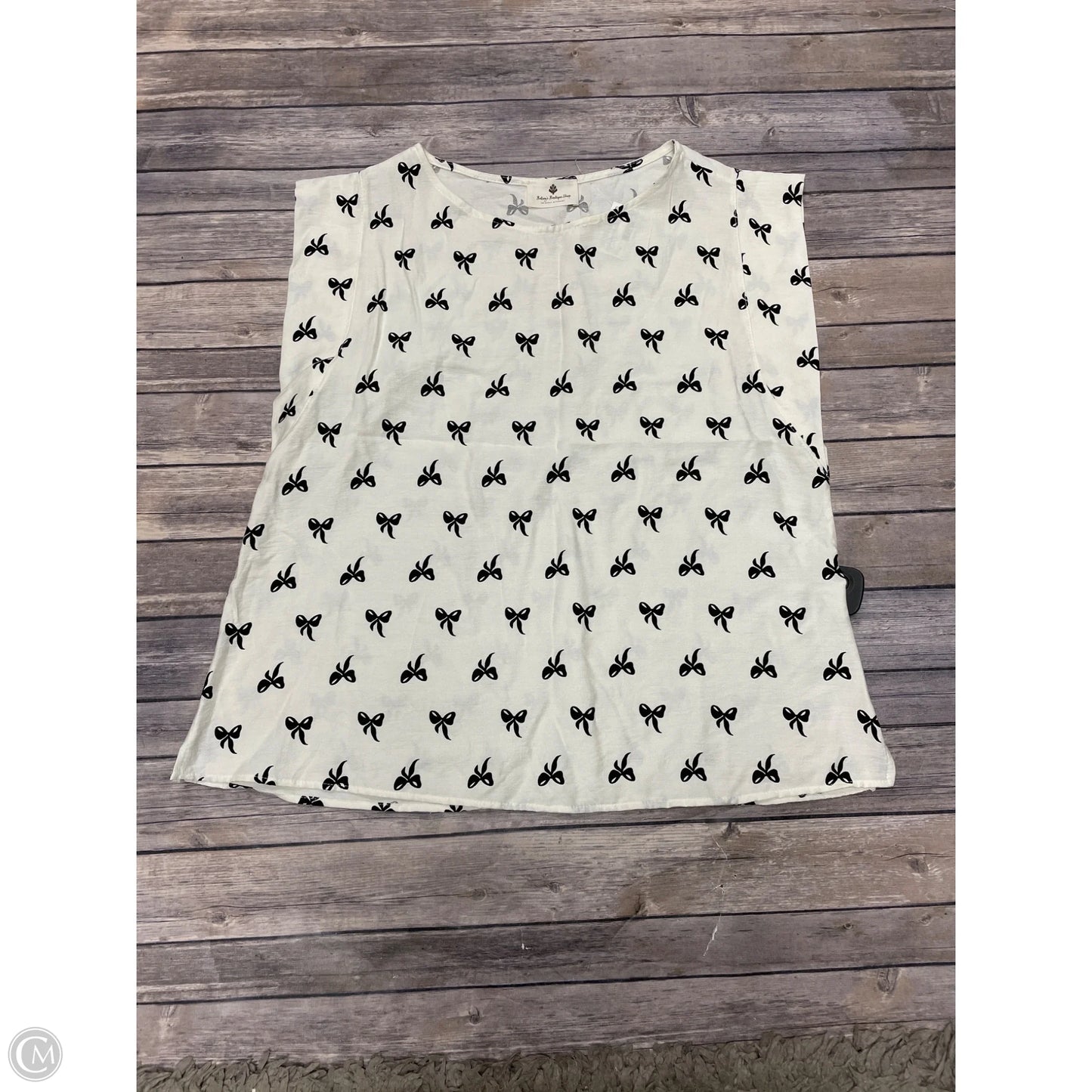 Top Sleeveless By Betseys Boutique Shop In Black & Cream, Size: Xl