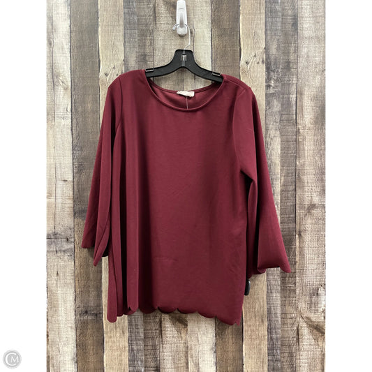 Top Long Sleeve By Betseys Boutique Shop In Maroon, Size: L