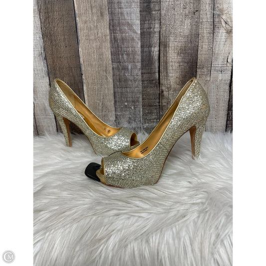 Shoes Heels Stiletto By Badgley Mischka In Gold, Size: 6.5