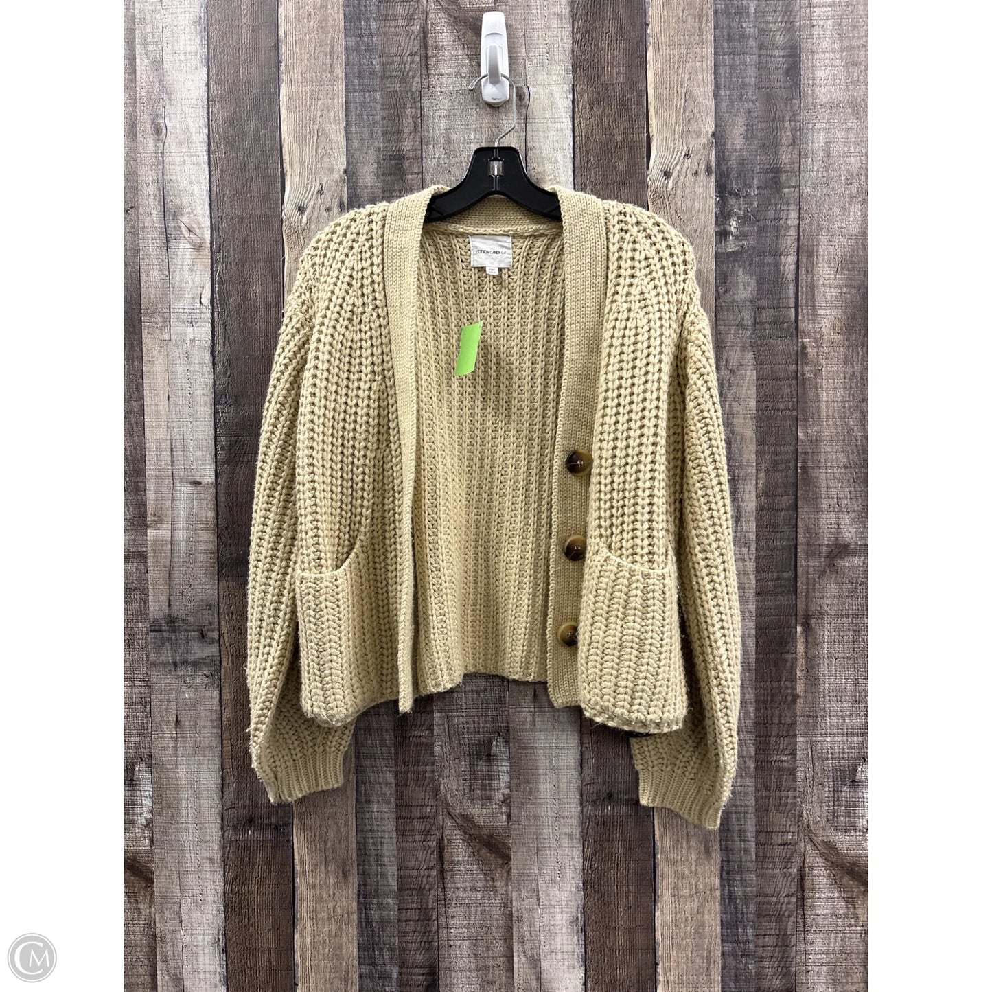 Sweater Cardigan By Cotton Candy In Tan, Size: S