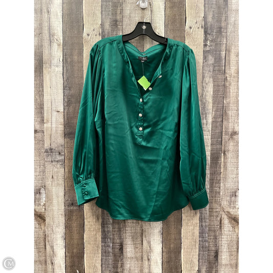 Top Long Sleeve By Talbots In Green, Size: 1x