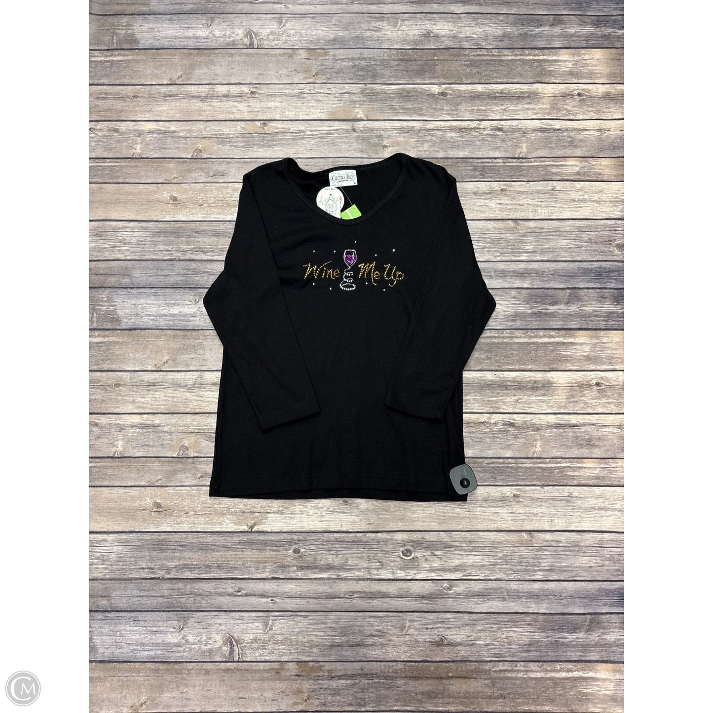 Top Long Sleeve By Cme In Black, Size: M