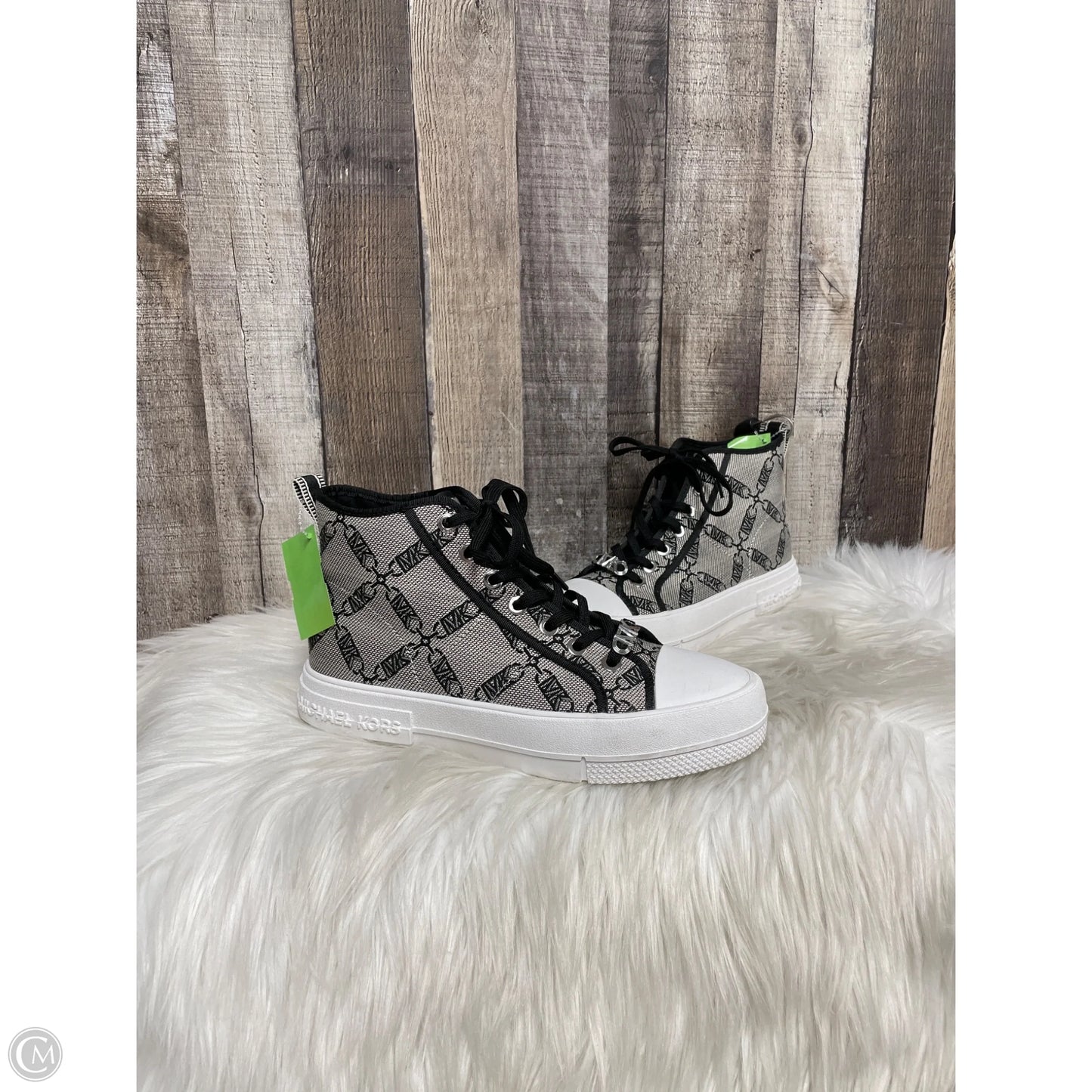 Boots Designer By Michael Kors In Black & Grey, Size: 8