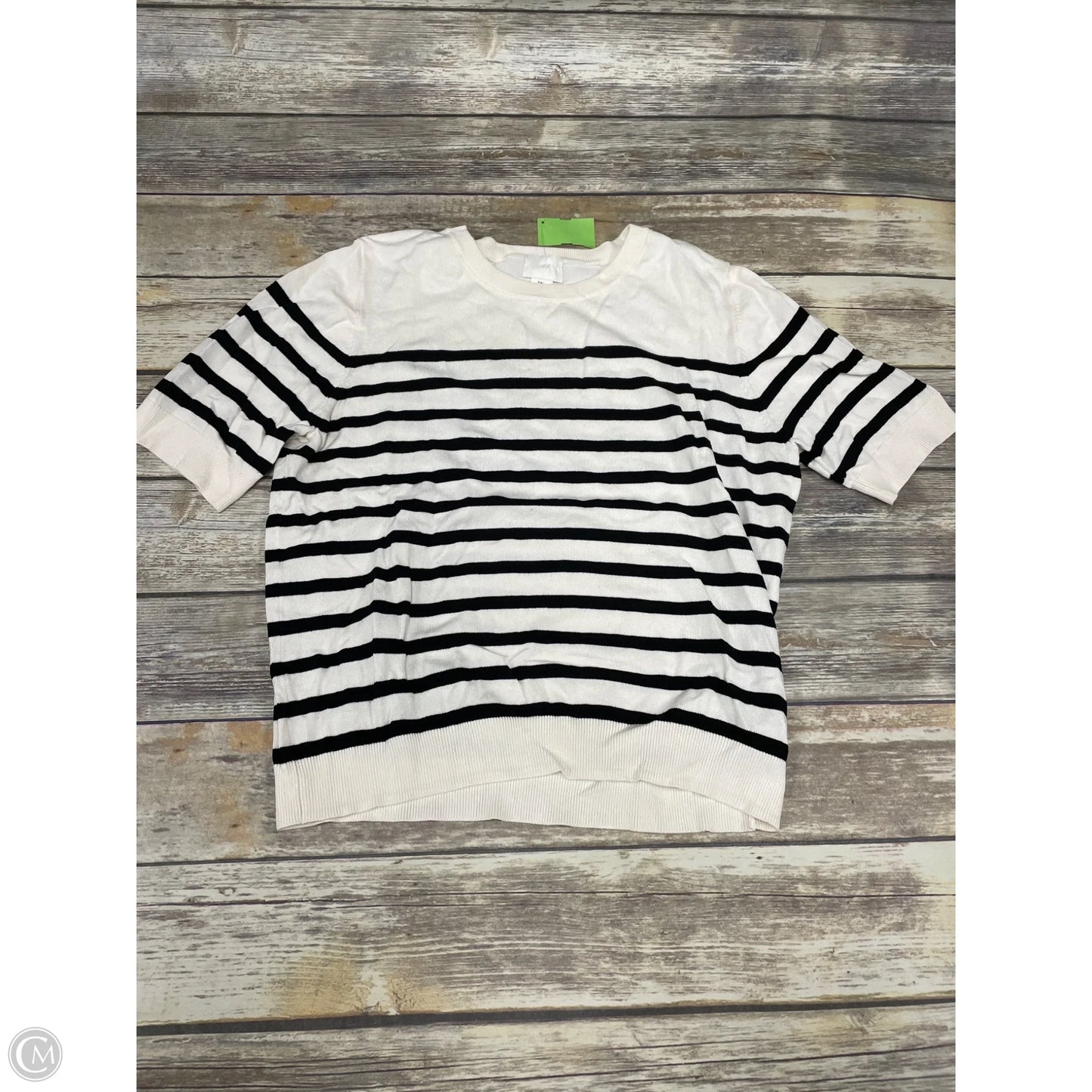 Top 3/4 Sleeve By H&m In Striped Pattern, Size: L