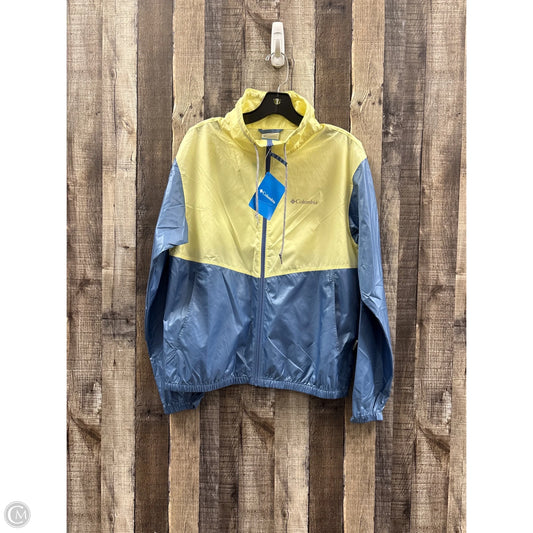 Jacket Windbreaker By Columbia In Blue & Yellow, Size: M
