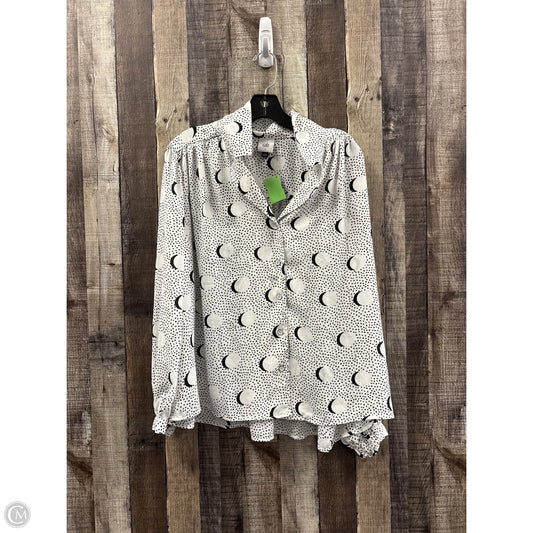 Top Long Sleeve By Cabi In Black & White, Size: L