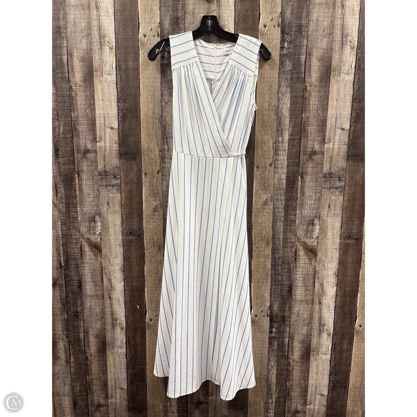 Dress Casual Maxi By Calvin Klein In Blue & White, Size: 6