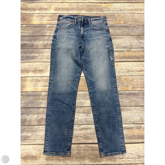 Jeans Straight By American Eagle In Blue Denim, Size: 14