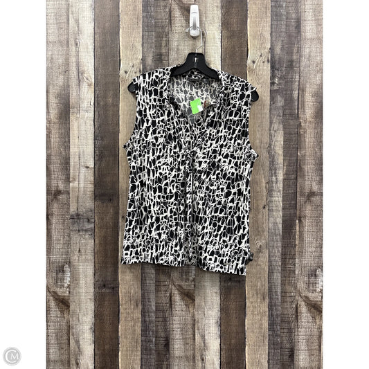 Top Sleeveless By Tahari In Black & White, Size: L