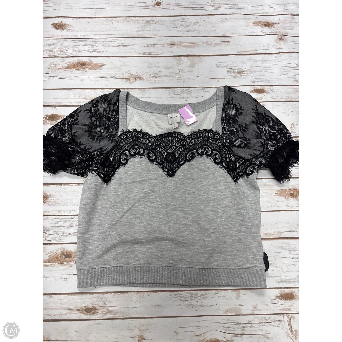 Top Short Sleeve By Maeve In Black & Grey, Size: S