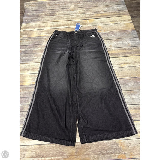 Jeans Wide Leg By Adidas In Black Denim, Size: 14