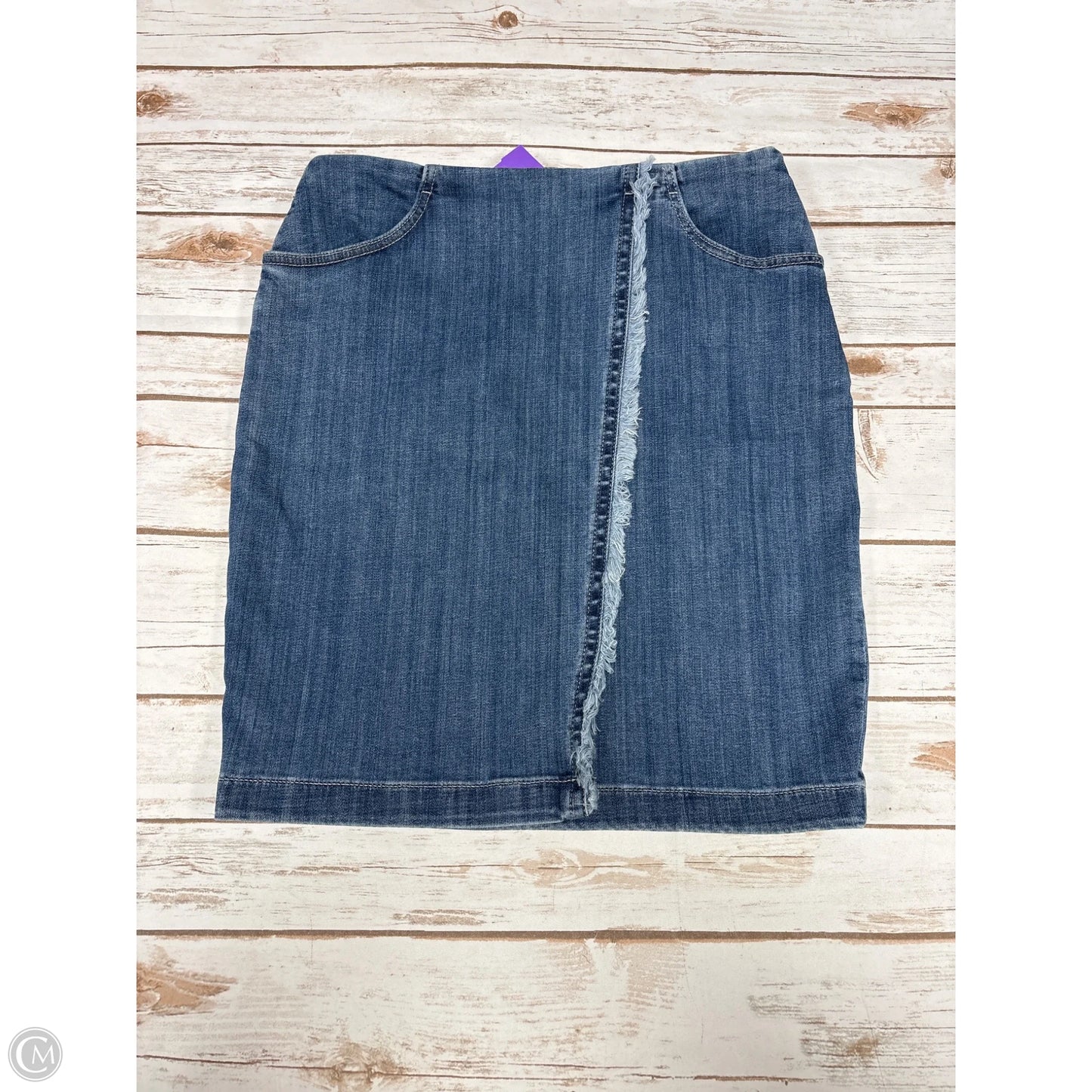 Skirt Midi By Chicos In Blue Denim, Size: M