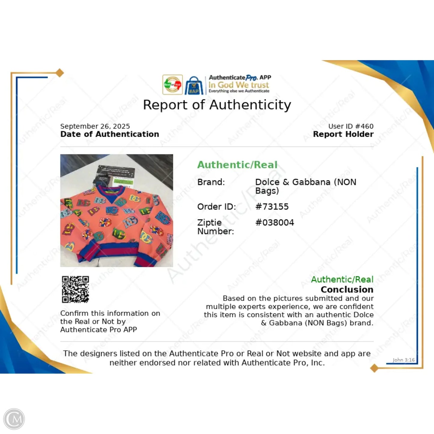 Sweatshirt Luxury Designer By Dolce And Gabbana In Multi-colored, Size: 10