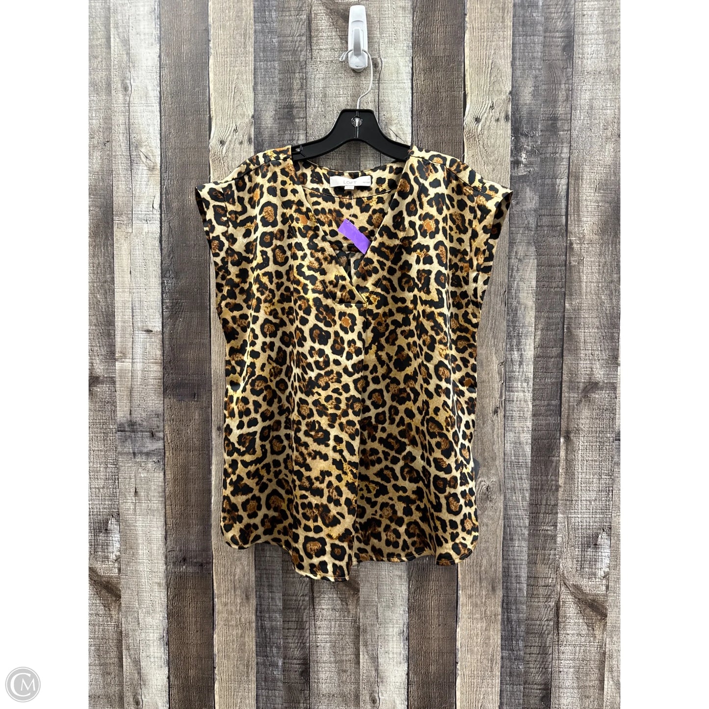 Top Short Sleeve By Loft In Animal Print, Size: Lp
