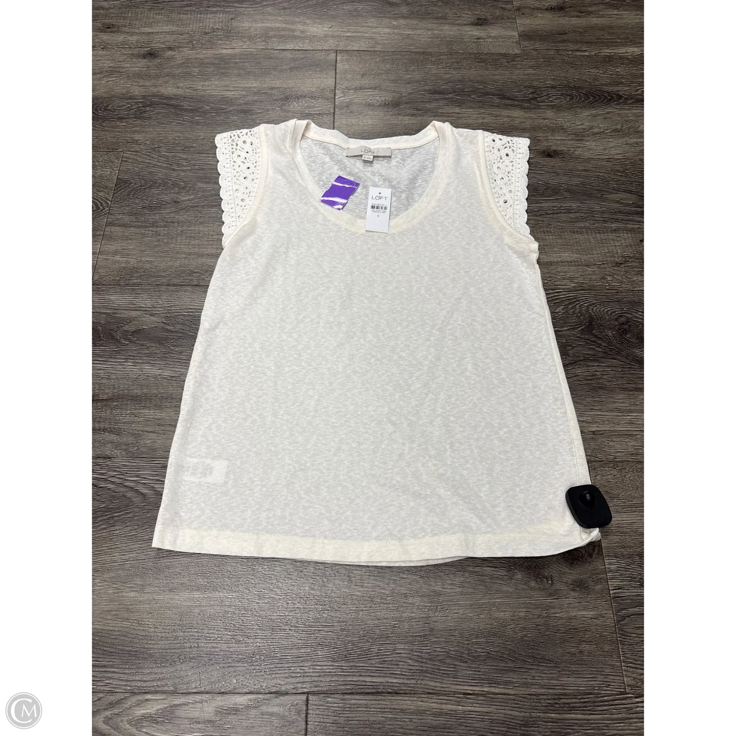 Top Sleeveless By Loft In Ivory, Size: S
