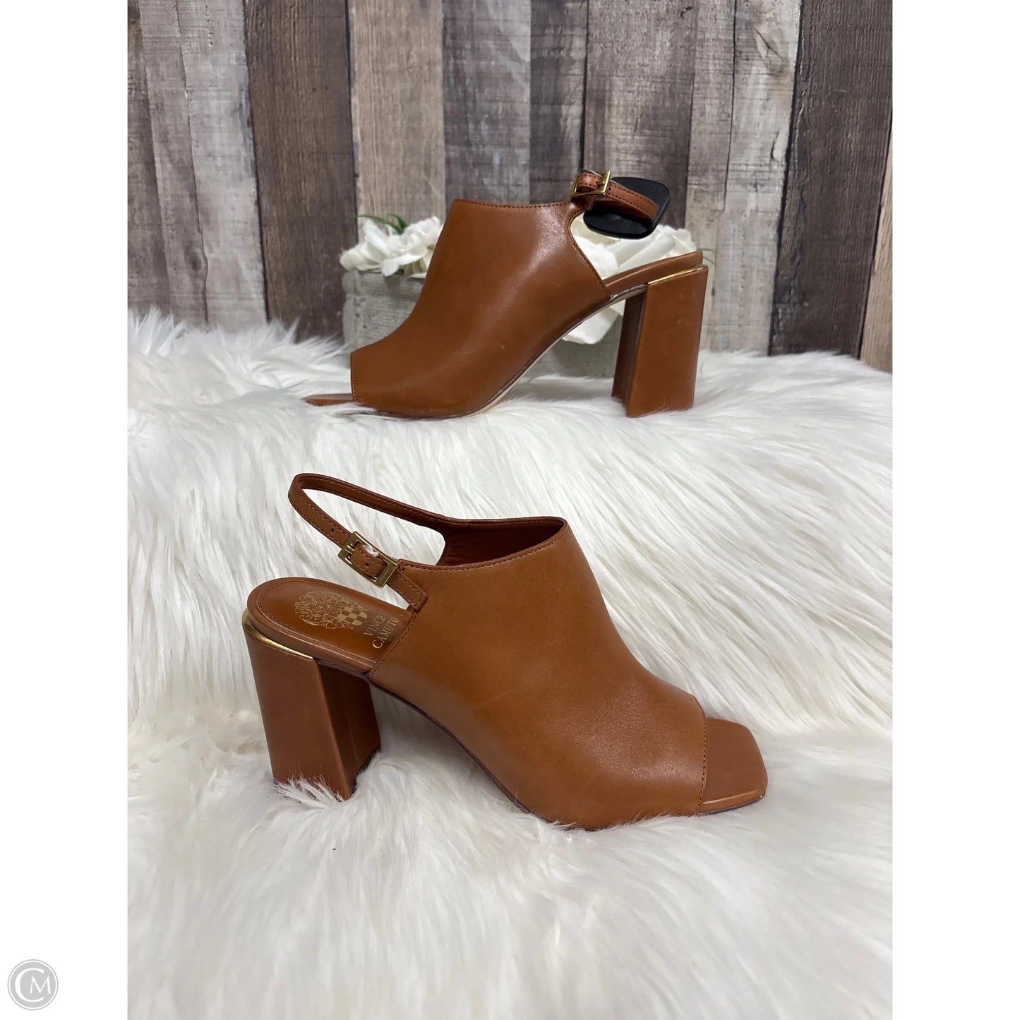Sandals Heels Block By Vince Camuto In Brown, Size: 9.5