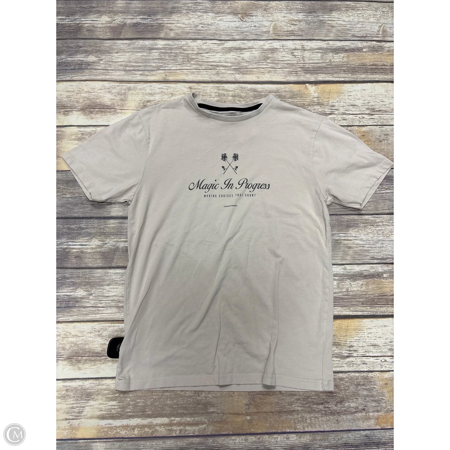 Top Short Sleeve By Cme In Tan, Size: S