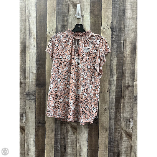 Top Short Sleeve By Adrienne Vittadini In Pink, Size: Xl
