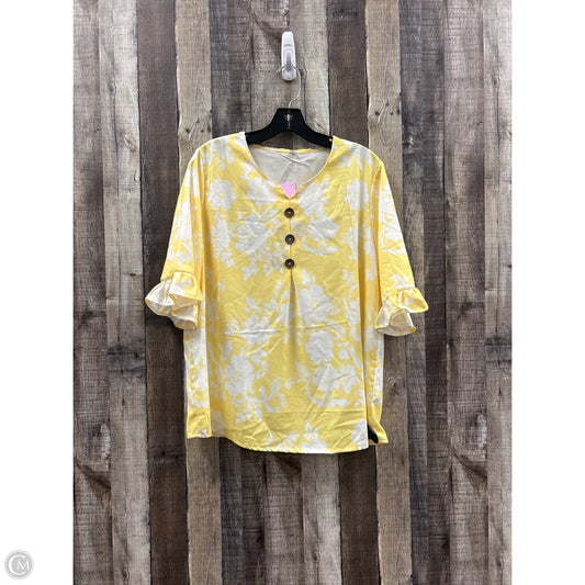 Top Short Sleeve By Cme In Yellow, Size: L