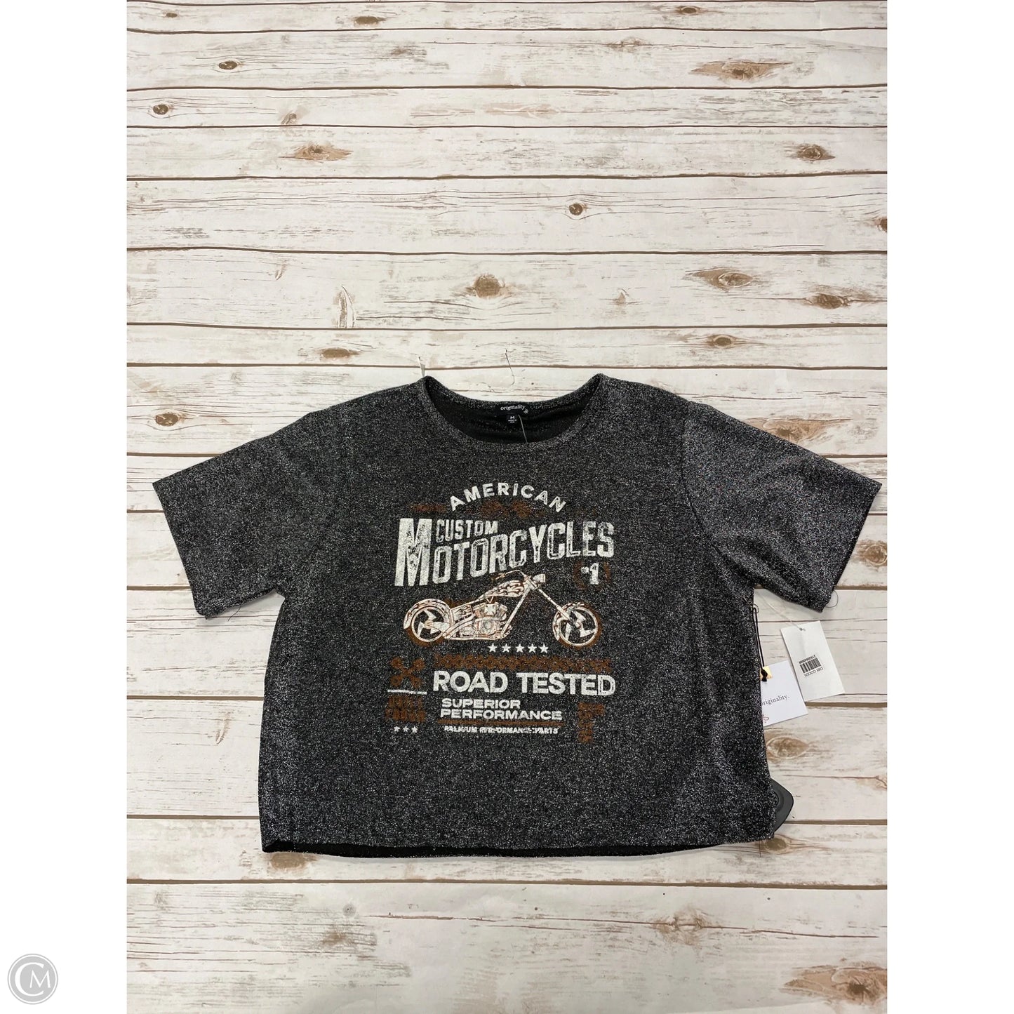 Top Short Sleeve By Originality In Silver, Size: M