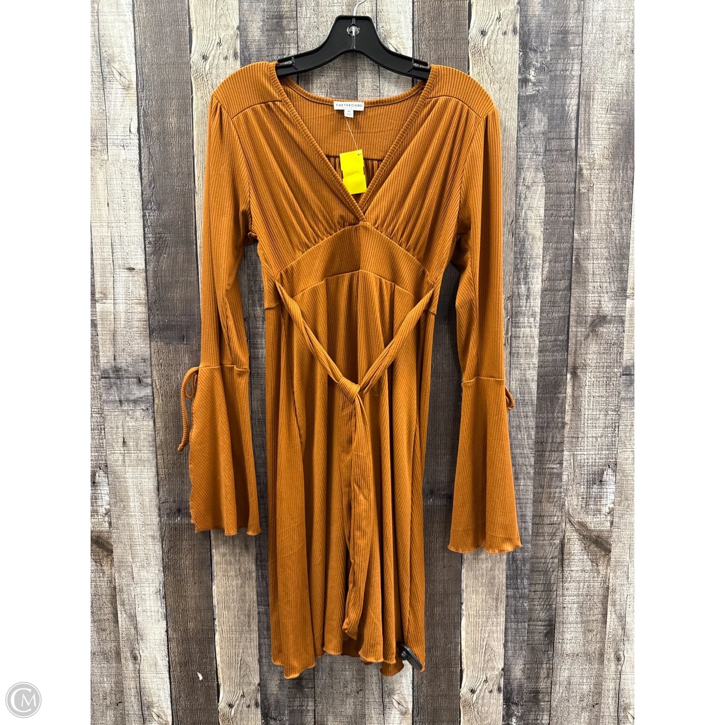 Dress Casual Midi By Earthbound In Brown, Size: M